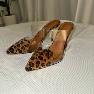 Leopard Print Clear Strap Heels